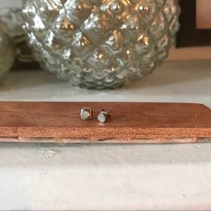 White and silver iridescent stud earrings